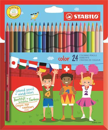 STABILO Színes ceruza készlet, hatszögletű, STABILO "Color", 24 különböző szín