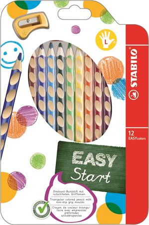 STABILO Színes ceruza készlet, háromszögletű, balkezes, STABILO "EasyColours", 12 különböző szín