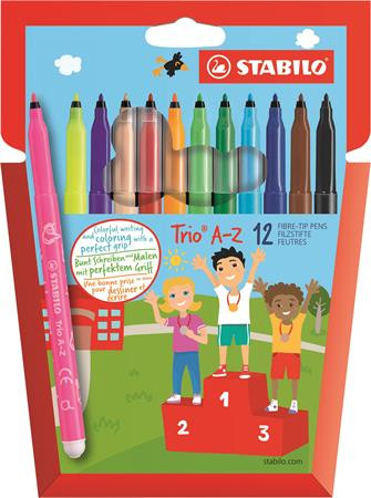 STABILO Filctoll készlet, 0,7 mm, STABILO "Trio A-Z", 12 különböző szín