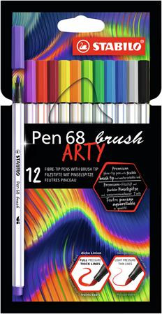 STABILO Ecsetirón készlet, STABILO "Pen 68 brush ARTY", 12 különböző szín