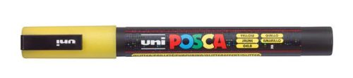 UNI Dekormarker, 0,9-1,3 mm, UNI "Posca PC-3ML", fényes sárga