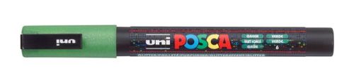 UNI Dekormarker, 0,9-1,3 mm, UNI "Posca PC-3ML", fényes zöld