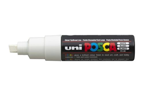 UNI Dekormarker, 8 mm, vágott, UNI "Posca PC-8K", fehér