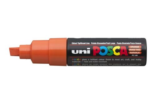 UNI Dekormarker, 8 mm, vágott, UNI "Posca PC-8K", narancssárga