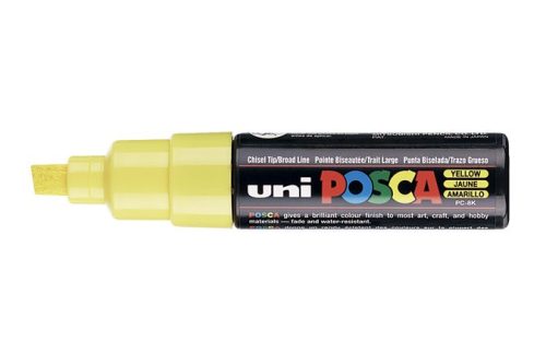 UNI Dekormarker, 8 mm, vágott, UNI "Posca PC-8K", sárga