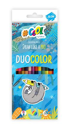 COOL BY VICTORIA Színes ceruza készlet, háromszögletű, kétvégű, COOL BY VICTORIA "Duocolor", 24 különböző szín