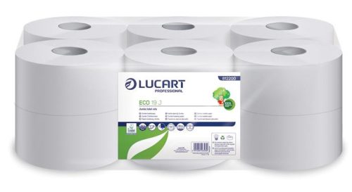 LUCART Toalettpapír, 2 rétegű, 120 m, 19 cm átmérő, LUCART, "Eco", fehér