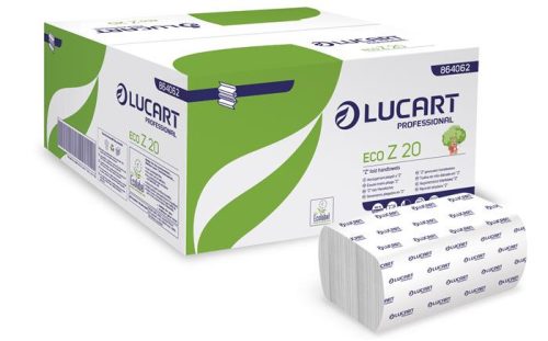 LUCART Kéztörlő, Z hajtogatott, 2 rétegű, 200 lap, Slim adagolóhoz, LUCART "ECO Z 20", fehér