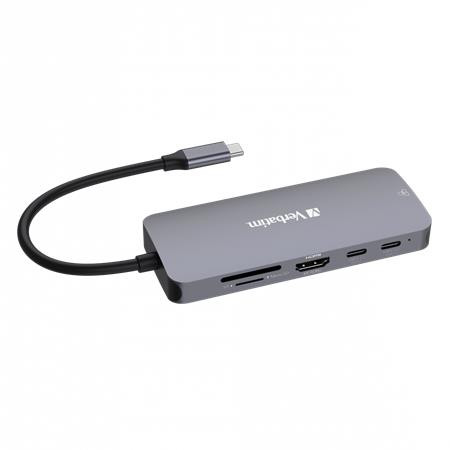 VERBATIM USB elosztó-HUB, 2xUSB-C/1xHDMI/3xUSB-A/RJ45/SD/mSD, VERBATIM