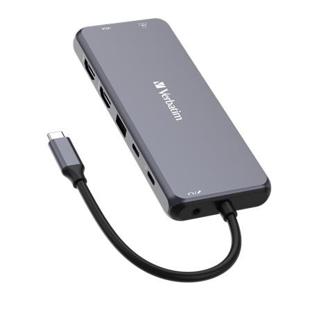 VERBATIM USB elosztó-HUB, USB-C PD/2xHDMI/VGA/LAN/3xUSB/USB-C/2xUSB 2.0/SD/mSD/3,5jack VERBATIM