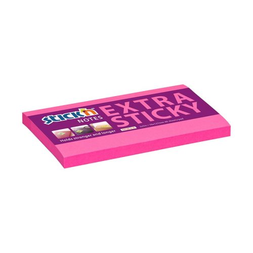 Öntapadó jegyzettömb STICK'N extra erős 76x127mm neon rózsaszín 90 lap