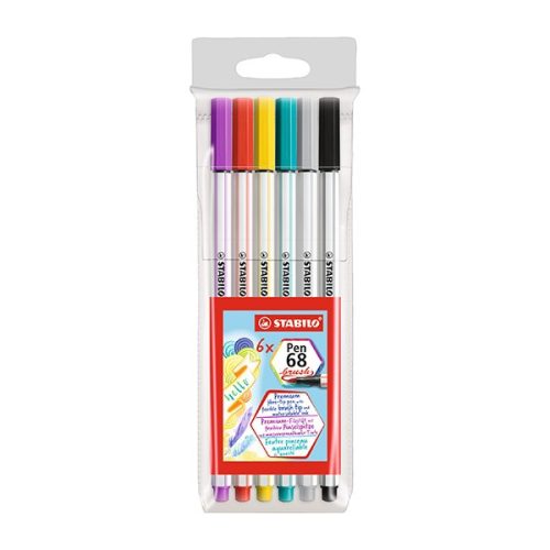 Ecsetfilc STABILO Pen 68 Brush 6 db-os készlet