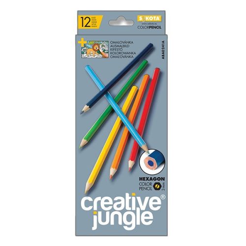 Színes ceruza CREATIVE JUNGLE grey hatszögletű 12 db/készlet