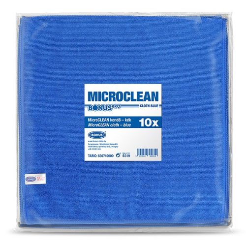 Törlőkendő mikroszálas BONUS microCLEAN HoReCa HACCP 40x40 cm kék 10 db/csomag