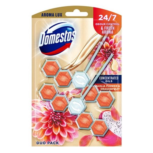 Toalett öblítő DOMESTOS Aroma Lux Dahlia Flower & Dragon Fruit 2x50g