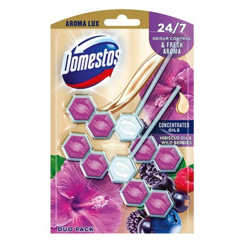 Toalett öblítő DOMESTOS Aroma Lux Hibiscus Oil & Wild Berries 2x50g