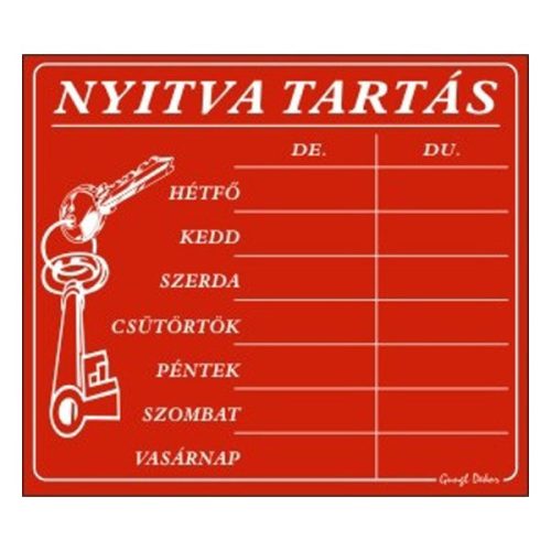 Piktogram Nyitva tartás /számokkal/ 7 napos piros