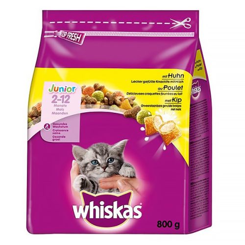 Állateledel száraz WHISKAS Junior macskáknak csirkehússal 800g