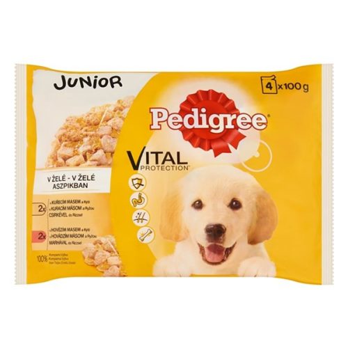 Állateledel alutasakos PEDIGREE Junior kutyáknak 4-pack csirke-marha válogatás 4x100g