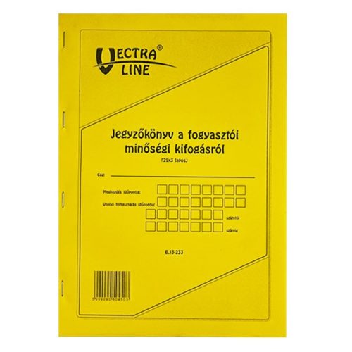 Nyomtatvány jegyzőkönyv a fogyasztói minőségi kifogásról VECTRA-LINE A/4 25x3  álló