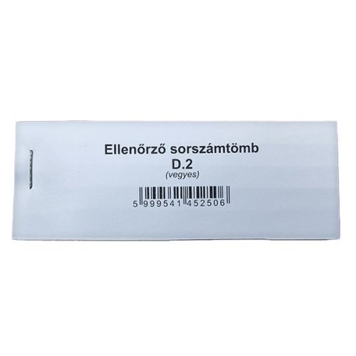 Nyomtatvány ellenőrző sorszámtömb D2 100 lapos 118x40 mm 2 szelvényes vegyes 30 tömb/csomag